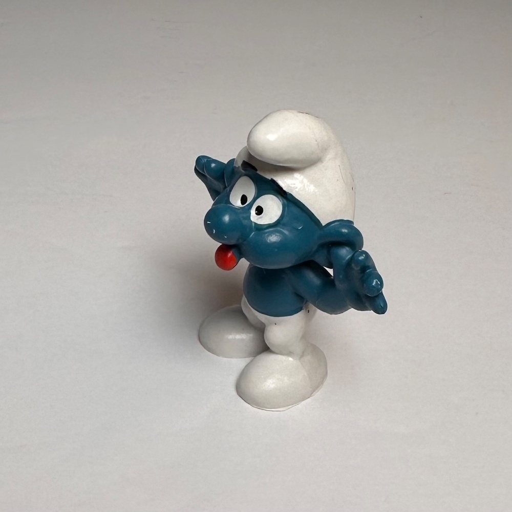 Vintage Naughty Smurf figurine by Bully, 1980's Hong Kong